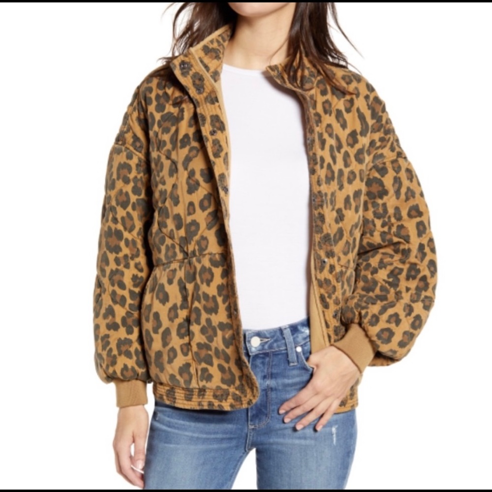 BlankNYC Leopard Print Bomber Jacket